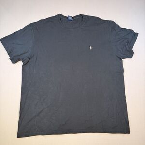 Ralph Lauren Polo Mens Black Crewneck Tshirt Tan Pony Logo Size XL Preppy